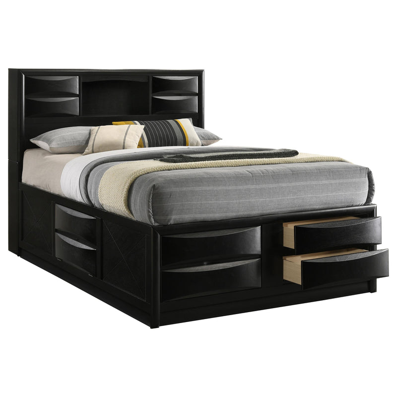 Briana Wood Queen Storage Bookcase Bed Black - detail 3