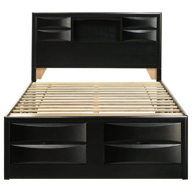 Briana Wood Queen Storage Bookcase Bed Black - detail 4