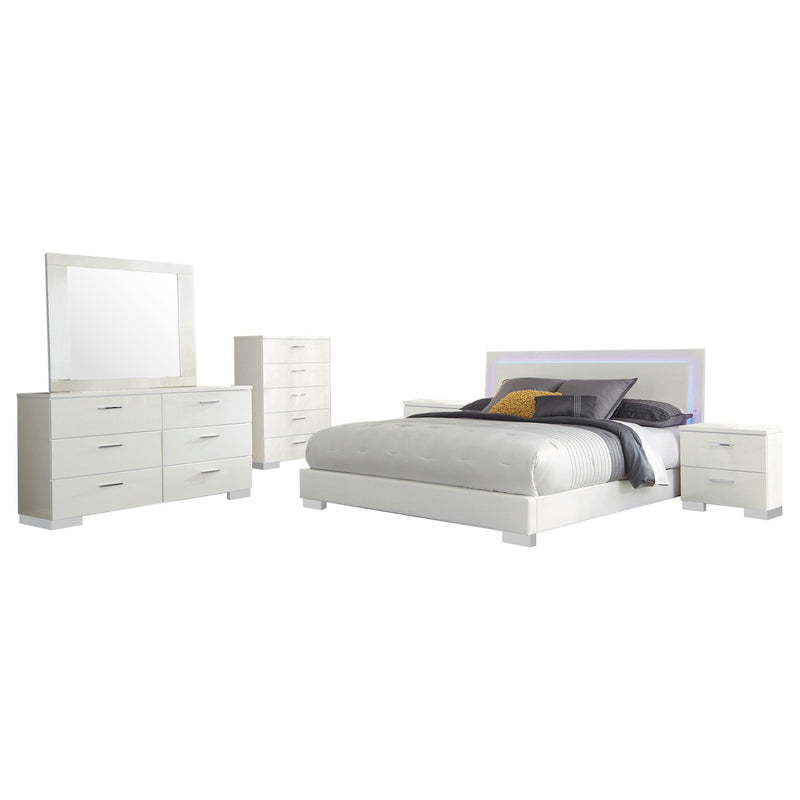 Felicity 6-piece Queen Bedroom Set White High Gloss - alternate view