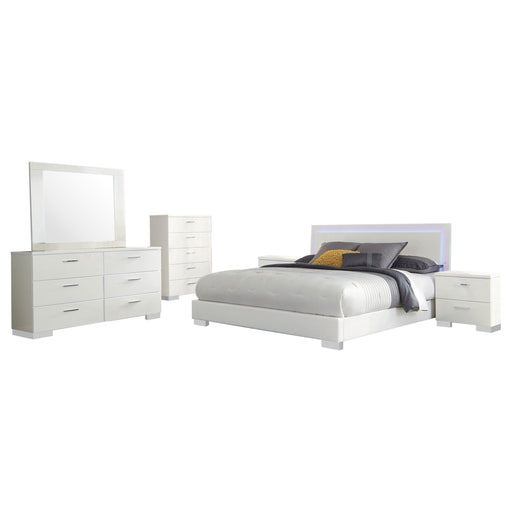 Felicity 6-piece Queen Bedroom Set White High Gloss - alternate view