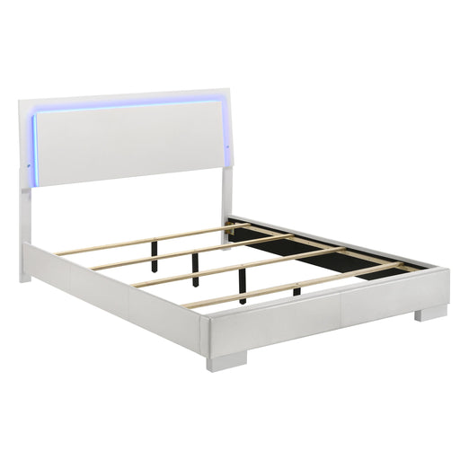 Felicity Wood Queen LED Panel Bed White High Gloss - alternate view