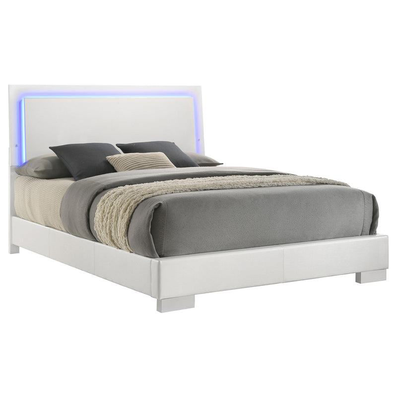 Felicity Wood Queen LED Panel Bed White High Gloss - detail 3