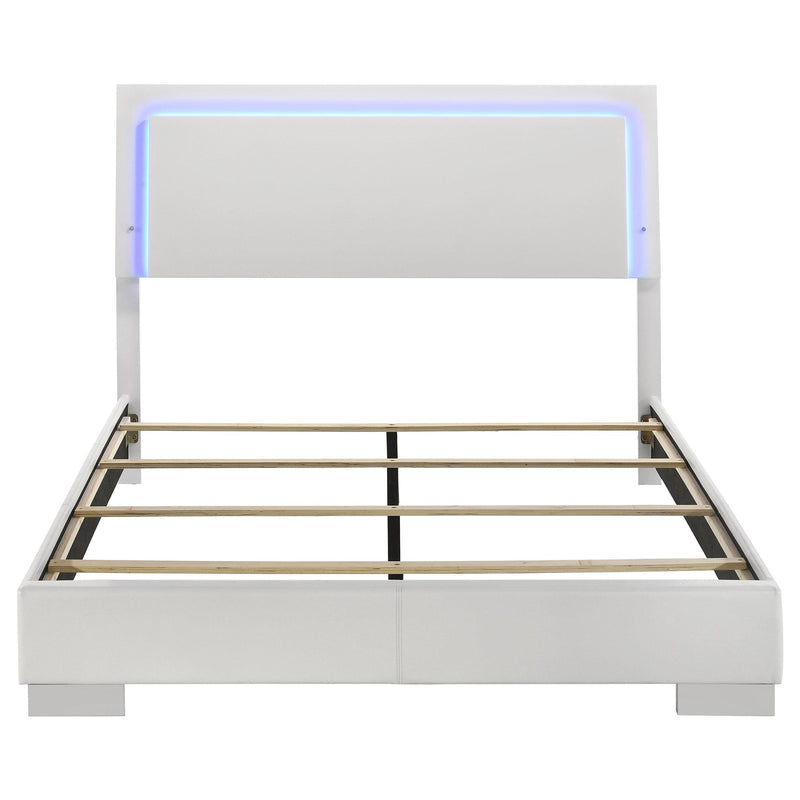 Felicity Wood Queen LED Panel Bed White High Gloss - detail 4