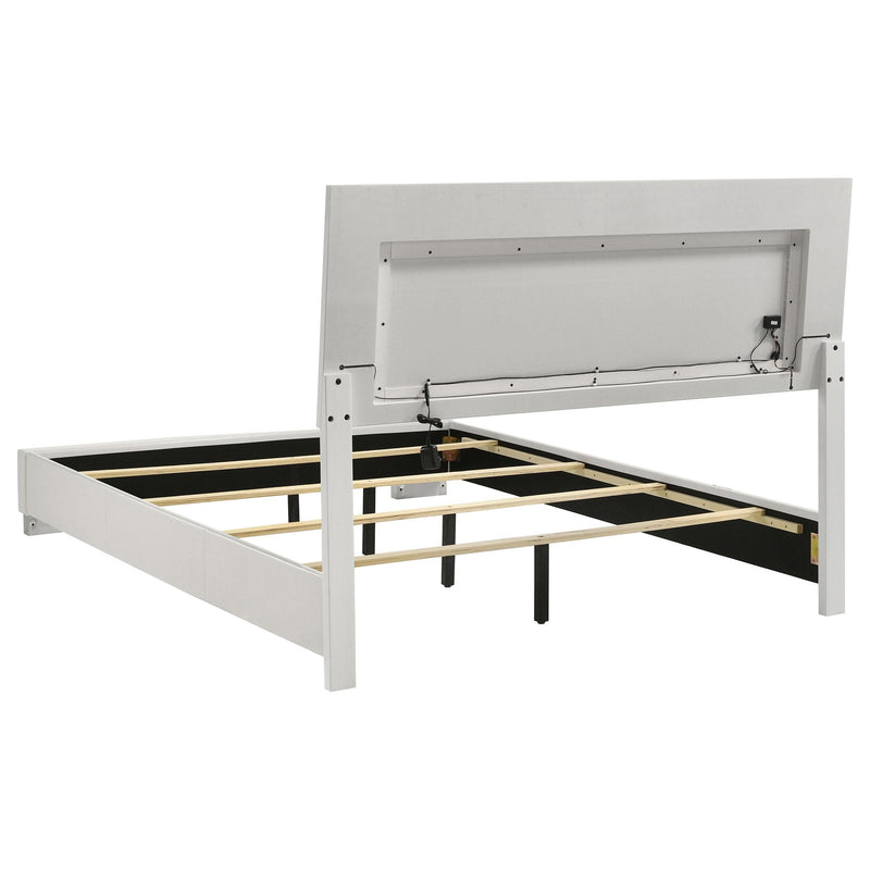 Felicity Wood Queen LED Panel Bed White High Gloss - detail 5