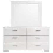 Felicity 6-drawer Wood Dresser with Mirror White High Gloss - detail 3