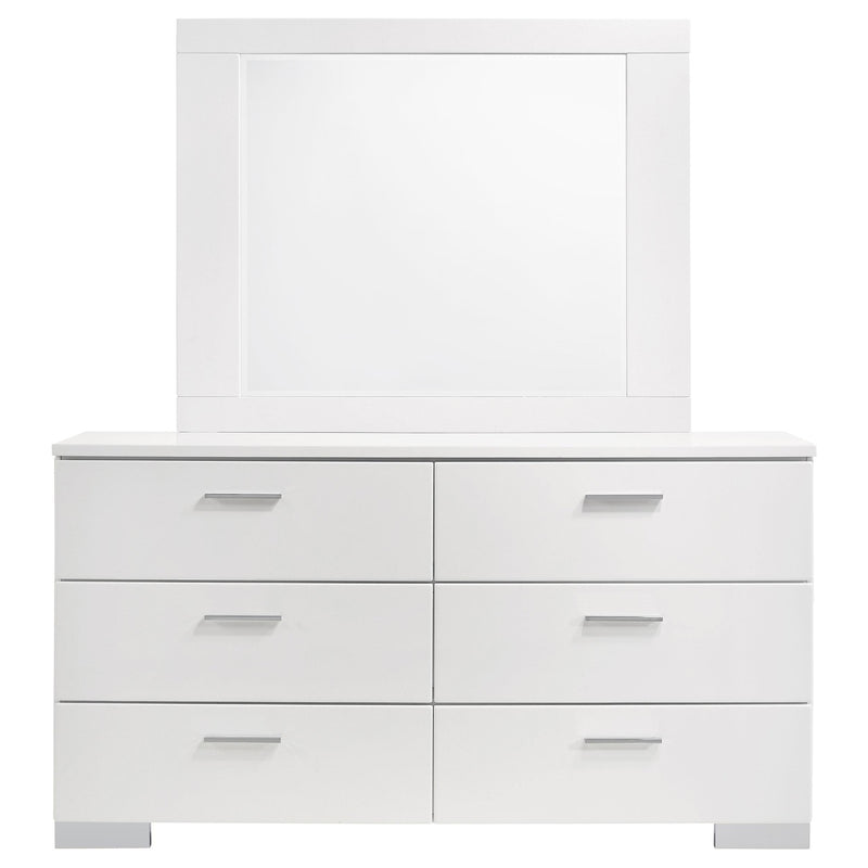 Felicity 6-drawer Wood Dresser with Mirror White High Gloss - detail 3