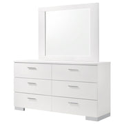 Felicity 6-drawer Wood Dresser with Mirror White High Gloss - detail 4