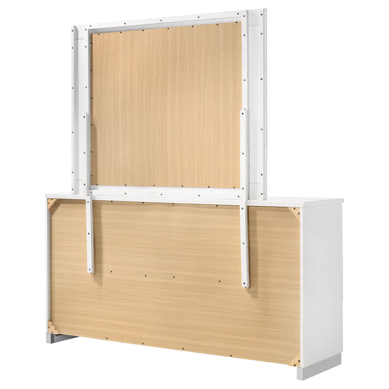 Felicity 6-drawer Wood Dresser with Mirror White High Gloss - detail 8