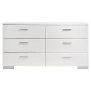 Felicity 6-drawer Dresser White High Gloss - detail 3