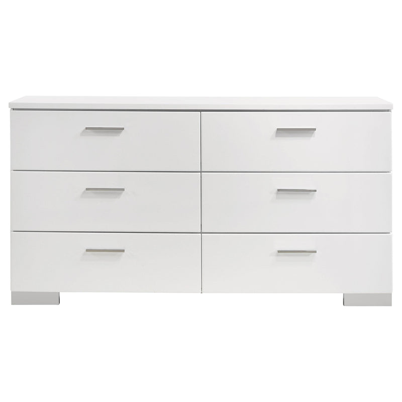 Felicity 6-drawer Dresser White High Gloss - detail 3