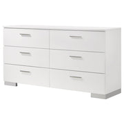 Felicity 6-drawer Dresser White High Gloss - detail 4