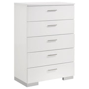 Felicity 5-drawer Bedroom Chest White High Gloss - alternate view