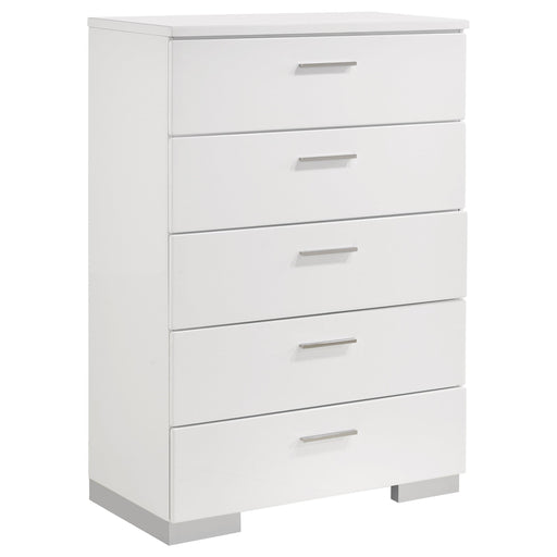 Felicity 5-drawer Bedroom Chest White High Gloss - alternate view