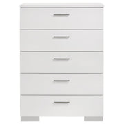 Felicity 5-drawer Bedroom Chest White High Gloss - detail 3