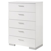Felicity 5-drawer Bedroom Chest White High Gloss - detail 4
