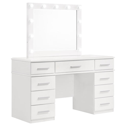 Felicity 9-drawer Vanity Table Lighted Mirror Glossy White - alternate view