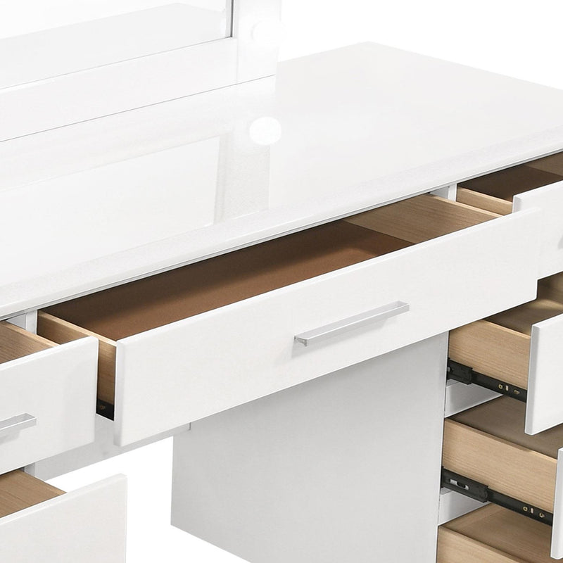 Felicity 9-drawer Vanity Table Lighted Mirror Glossy White - detail 4