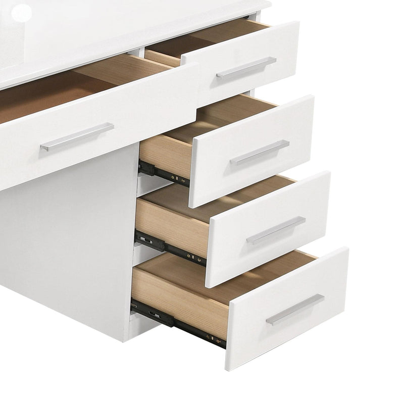 Felicity 9-drawer Vanity Table Lighted Mirror Glossy White - detail 5