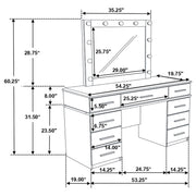 Felicity 9-drawer Vanity Table Lighted Mirror Glossy White - detail 7