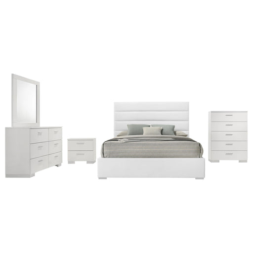 Felicity 5-piece Queen Bedroom Set White High Gloss - alternate view