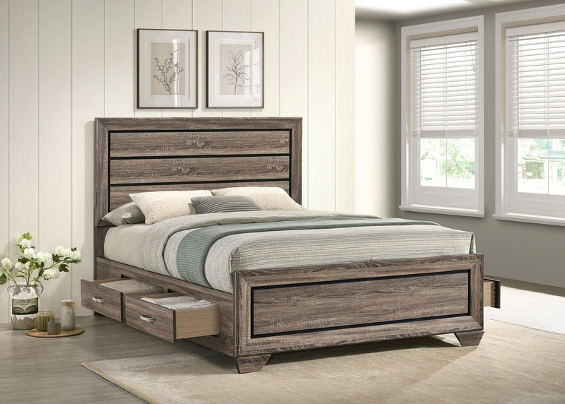 Kauffman Wood Queen Storage Panel Bed Washed Taupe - alternate view