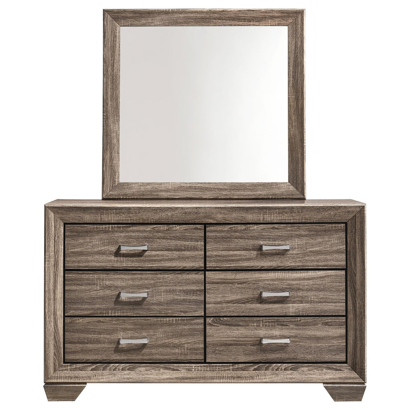 Kauffman 6-drawer Dresser with Mirror Washed Taupe - detail 3
