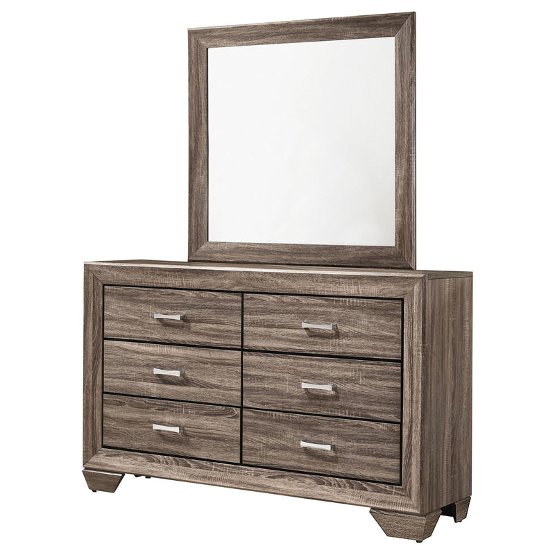 Kauffman 6-drawer Dresser with Mirror Washed Taupe - detail 4