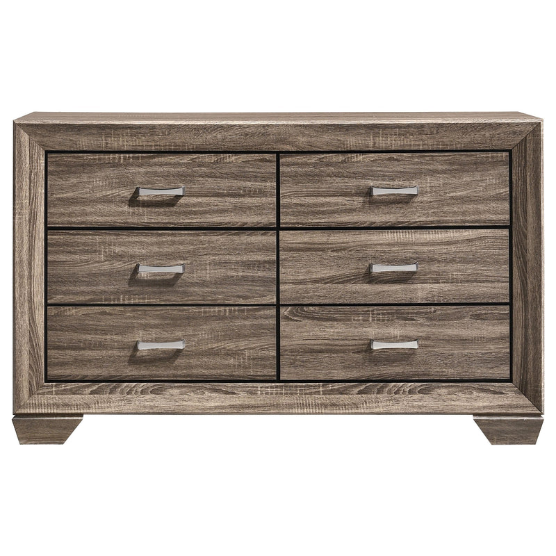 Kauffman 6-drawer Dresser Washed Taupe - detail 3