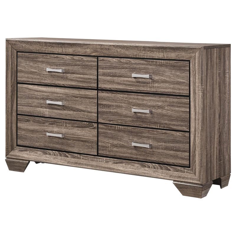 Kauffman 6-drawer Dresser Washed Taupe - detail 4