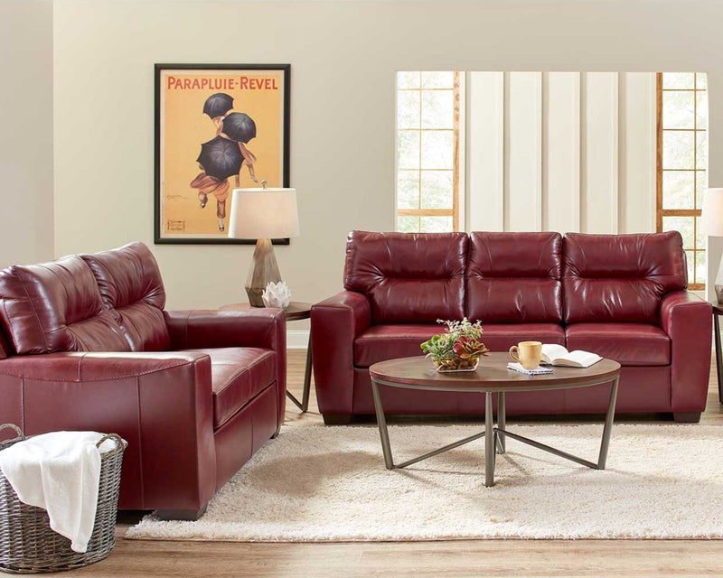 Soft Touch Sofa & Loveseat - Crimson
