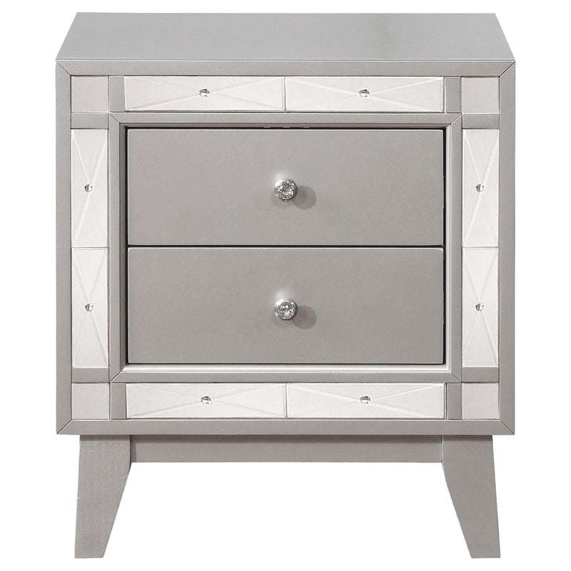 Leighton 2-drawer Nightstand Metallic Mercury - detail 3