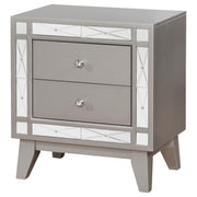 Leighton 2-drawer Nightstand Metallic Mercury - detail 4