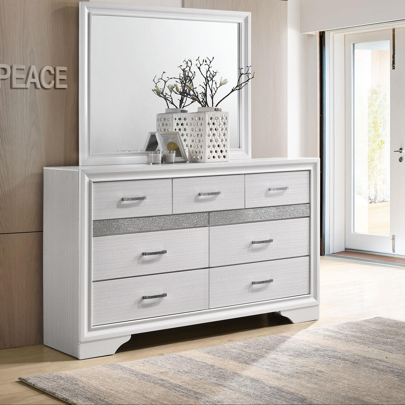 Miranda 7-drawer Dresser with Mirror White