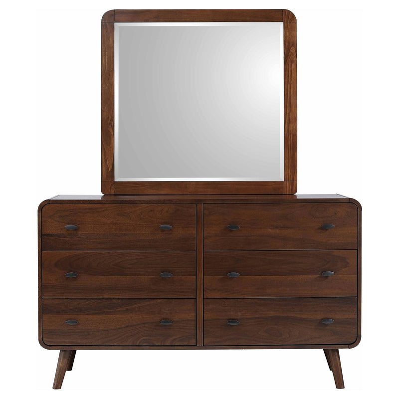 Robyn 6-drawer Dresser with Mirror Dark Walnut - detail 3