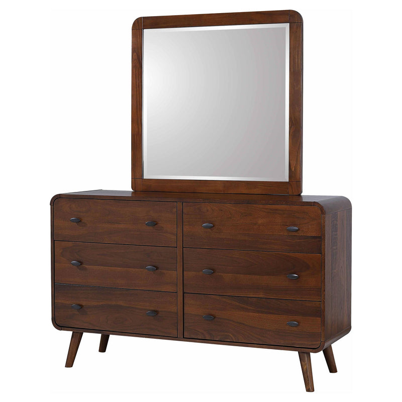 Robyn 6-drawer Dresser with Mirror Dark Walnut - detail 4