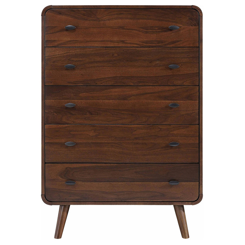 Robyn 5-drawer Bedroom Chest of Drawers Dark Walnut - detail 3