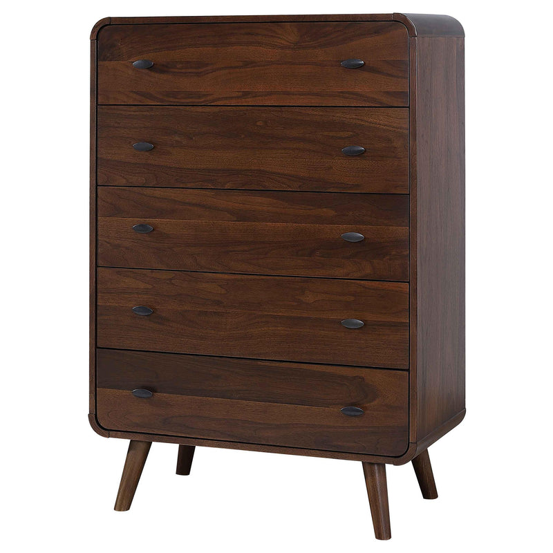 Robyn 5-drawer Bedroom Chest of Drawers Dark Walnut - detail 4