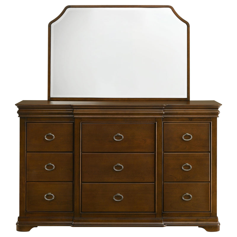 Garland 9-drawer Bedroom Dresser with Mirror Brown Cherry - detail 3