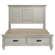 Franco Wood Queen Storage Panel Bed Distressed White - detail 4