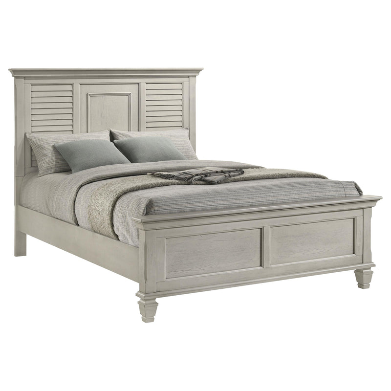 Franco Wood Queen Panel Bed Distressed White - detail 3