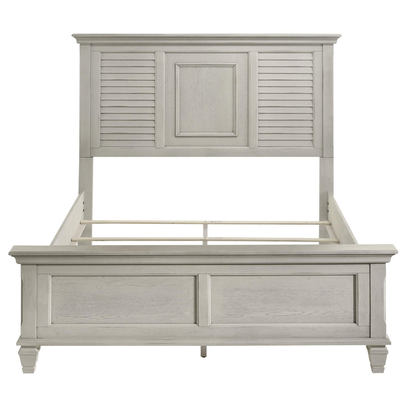 Franco Wood Queen Panel Bed Distressed White - detail 4