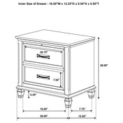 Franco 2-drawer Nightstand Distressed White - detail 3