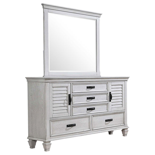 Franco 5-drawer Dresser with Mirror Distressed White - alternate view