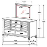 Franco 5-drawer Dresser with Mirror Distressed White - detail 3