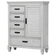 Franco 5-drawer Door Chest Distressed White - alternate view