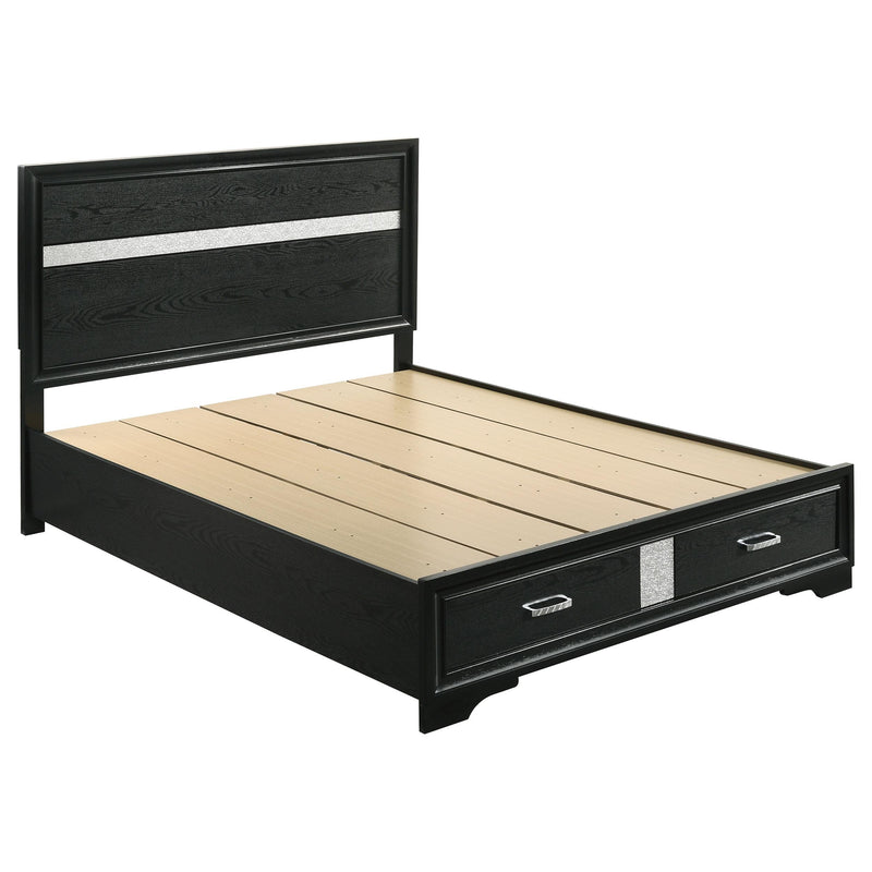 Miranda 51-inch Wood Queen Storage Panel Bed Black - alternate view