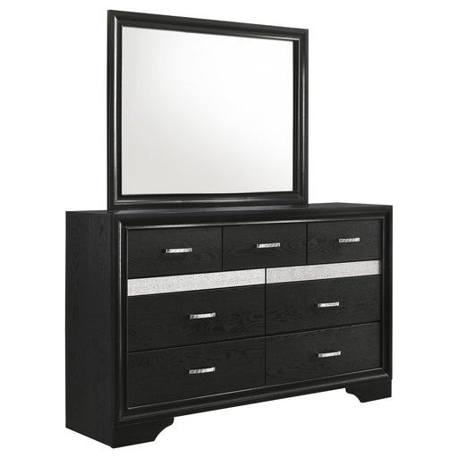 Miranda 7-drawer Dresser with Mirror Black - alternate view