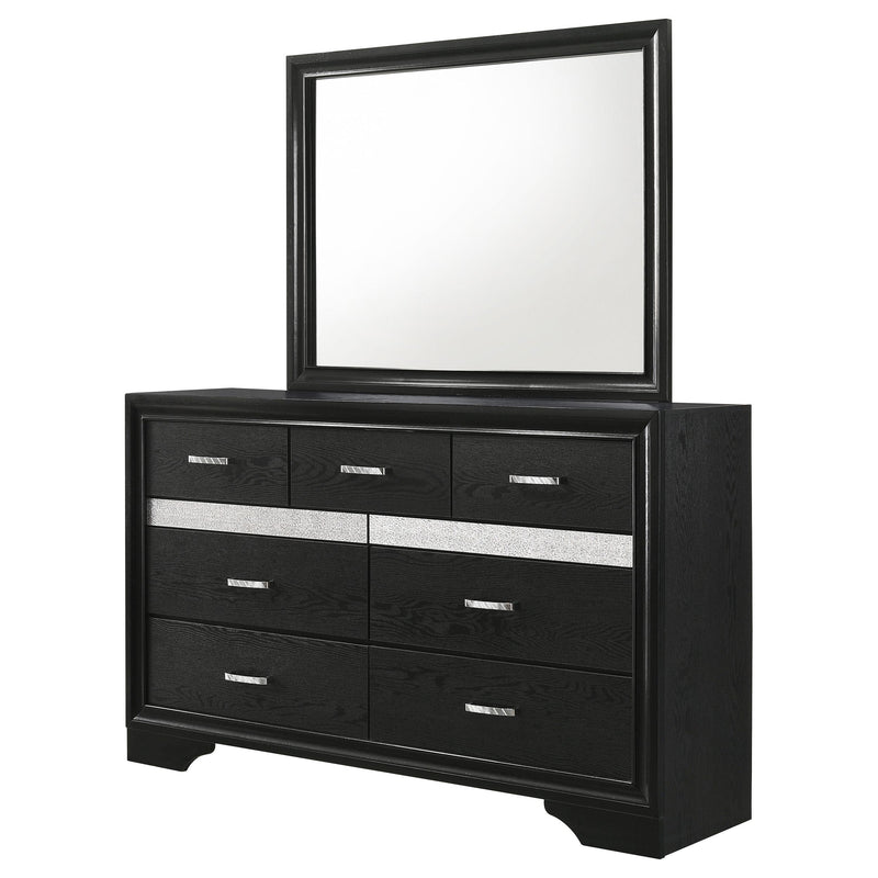 Miranda 7-drawer Dresser with Mirror Black - detail 4