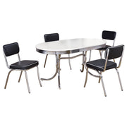 Retro 5-piece Oval Dining Table Set White and Black - alternate view