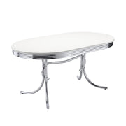 Retro Oval 60-inch Wood Top Dining Table White and Chrome - alternate view